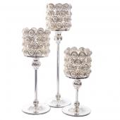 DecoStar™ Pearl and Chrome Candle Holder - SET OF 3!