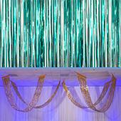 Teal - Metallic Fringe Ceiling Curtain - Choose your Length