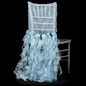 Spiral Taffeta & Organza Chair Back Slip Cover - Baby Blue