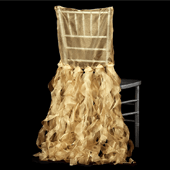 Spiral Taffeta & Organza Chair Back Slip Cover - Gold
