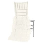 Spiral Taffeta & Organza Chair Back Slip Cover - Ivory