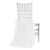 Spiral Taffeta & Organza Chair Back Slip Cover - White
