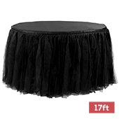 Sheer Tulle Tutu Table Skirt - 17ft long - Black