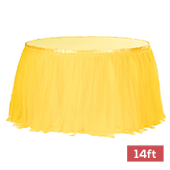 Sheer Tulle Tutu Table Skirt - 14ft long - Canary Yellow