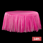 Sheer Two Tone Tulle Tutu Table Skirt - 14ft long - Fuchsia & Pink