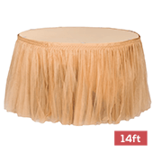 Sheer Tulle Tutu Table Skirt - 14ft long - Gold