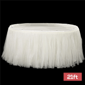 Sheer Tulle Tutu Table Skirt - 21ft long - Ivory