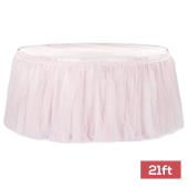 Sheer Tulle Tutu Table Skirt - 21ft long - Pastel Pink