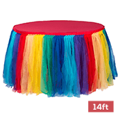 Sheer Tulle Tutu Table Skirt - 14ft long - Rainbow