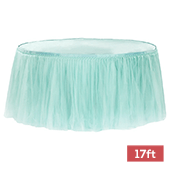 Sheer Tulle Tutu Table Skirt - 17ft long - Turquoise