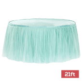Sheer Tulle Tutu Table Skirt - 21ft long - Turquoise