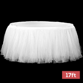 Sheer Tulle Tutu Table Skirt - 17ft long - White