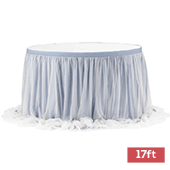 Sheer Tulle Table Skirt Extra Long 17ft - Dusty Blue