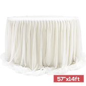 Sheer Two Tone Tulle Table Skirt Extra Long 57" x 14ft - Ivory & White