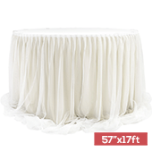 Sheer Two Tone Tulle Table Skirt Extra Long 57" x 17ft - Ivory & White