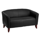 UltraLounge™ Fixed Cushion Leather Love Seat - Black
