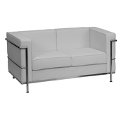 UltraLounge™ Contemporary Leather Love Seat w/ Encasing Frame - White