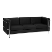 UltraLounge™ Contemporary Leather Sofa w/ Encasing Frame - Black