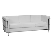 UltraLounge™ Contemporary Leather Sofa w/ Encasing Frame - White