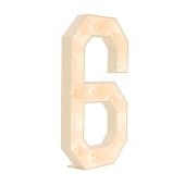 Wood Marquee Number "6"