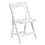 FirmFold™ Wood Folding Chair w/ Vinyl Padded Seat - 1000 lb Capacity - White