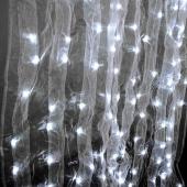 12ft Tall White Organza Curtain w/ LED Lights