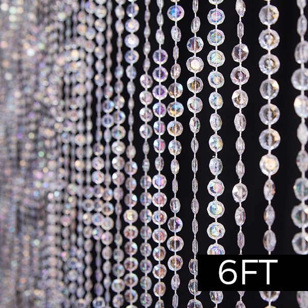 DecoStar™ 6ft. Jewel Crystal Iridescent Diamond Cut Curtain