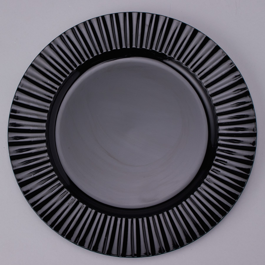 Decostar™ Plastic Charger Plate 13" Shiny Foil Finish Black 24 Pieces