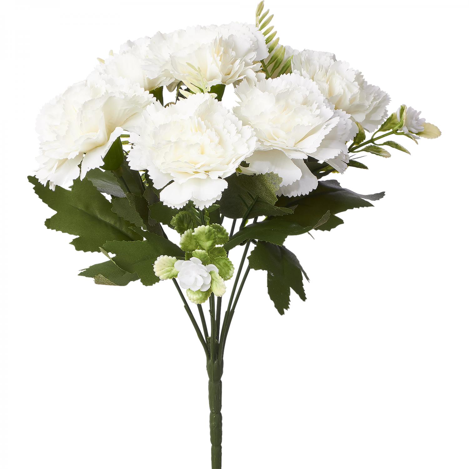 Artificial Carnation Flower Bunch 48 Pieces White