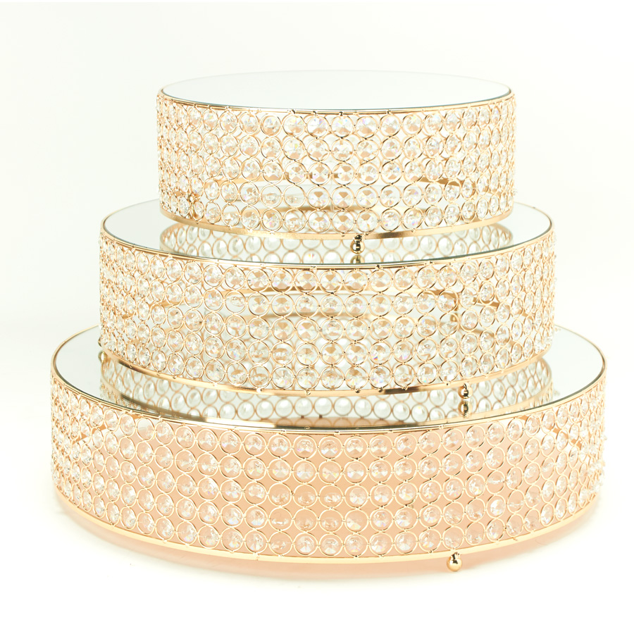 Decostar™ Crystal Round Cake Stand 3 Piece Set Gold