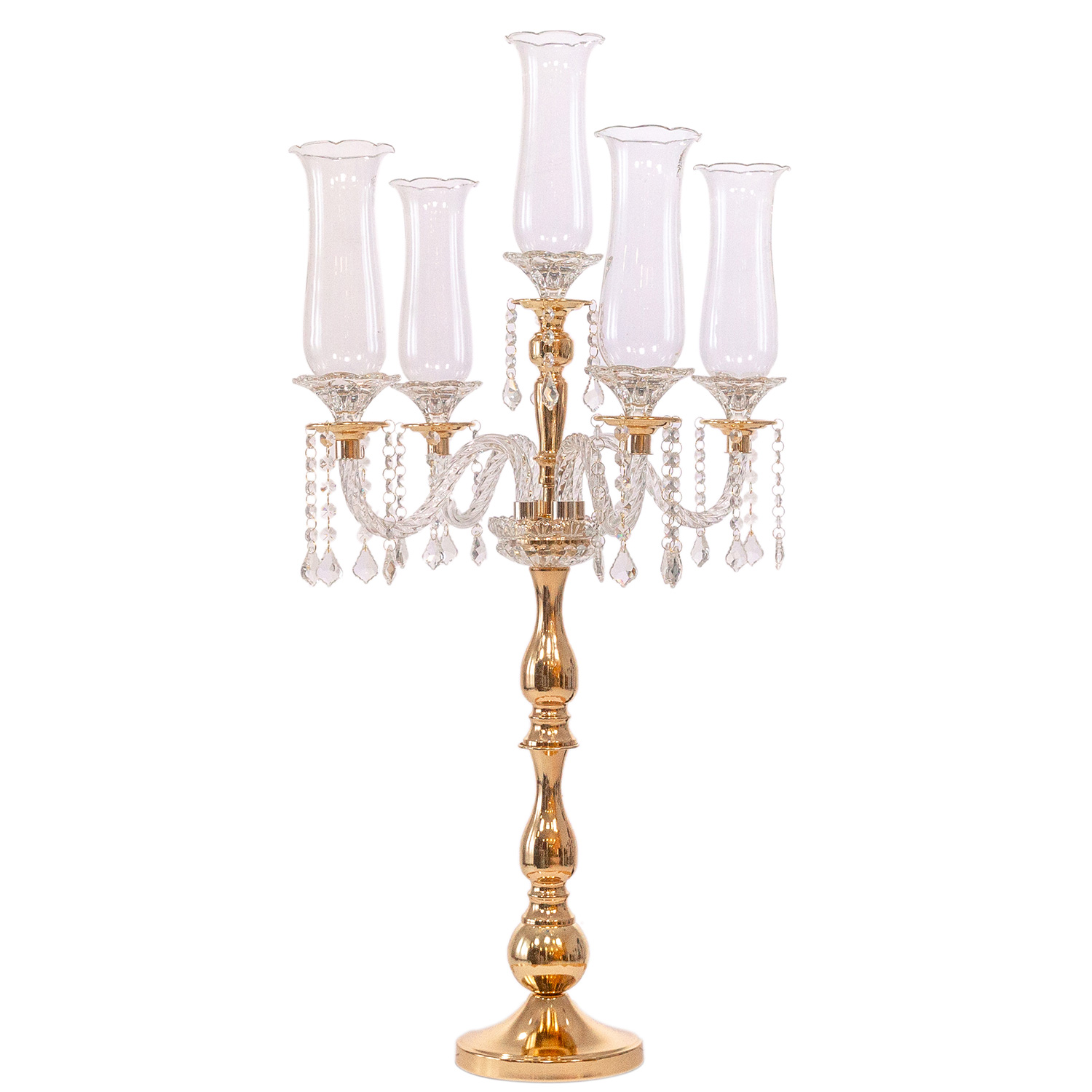 DecoStar™ 5 Arm Crystal Candelabra 39" in Gold