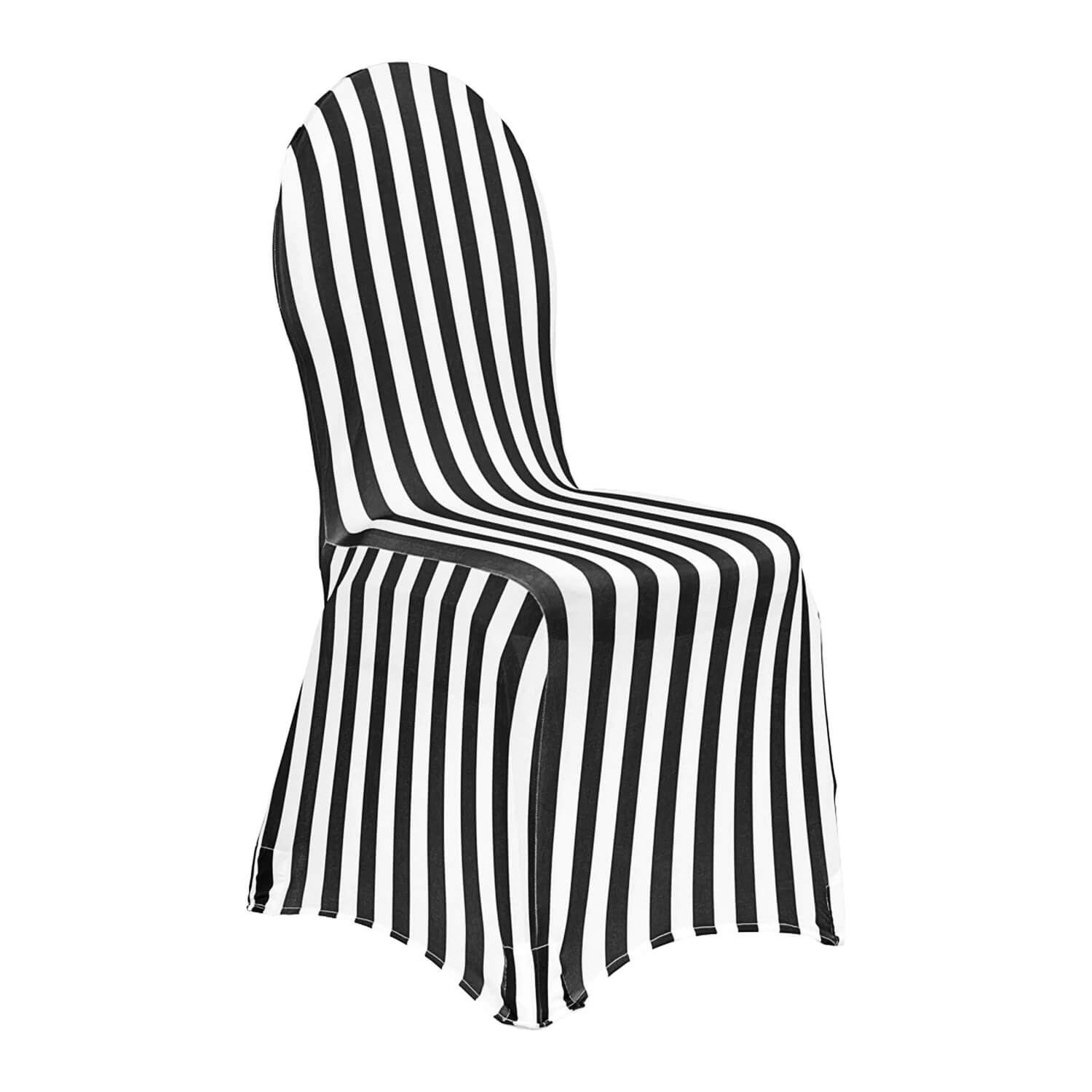 Striped Spandex (Lycra) Banquet & Wedding Chair Cover in Black and