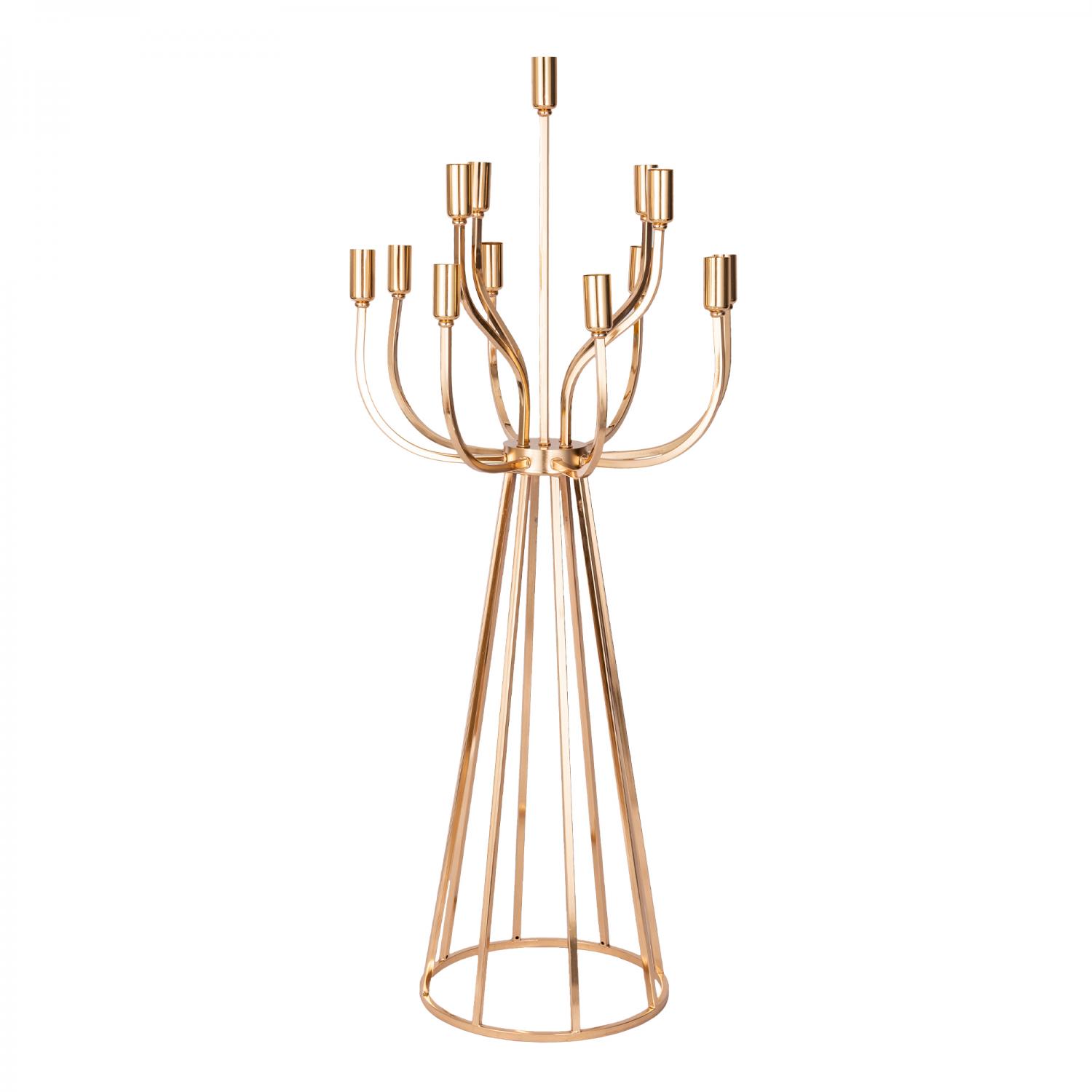13 Head Candle Holder 43" Gold