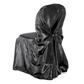 Premium Taffeta (Chameleon) Fabric Chair Cover By Eastern Mills in Black - Universal Fit!