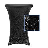 Perfect Fit Sequin Spandex Cocktail Table Cover 30"-32" Round - Black