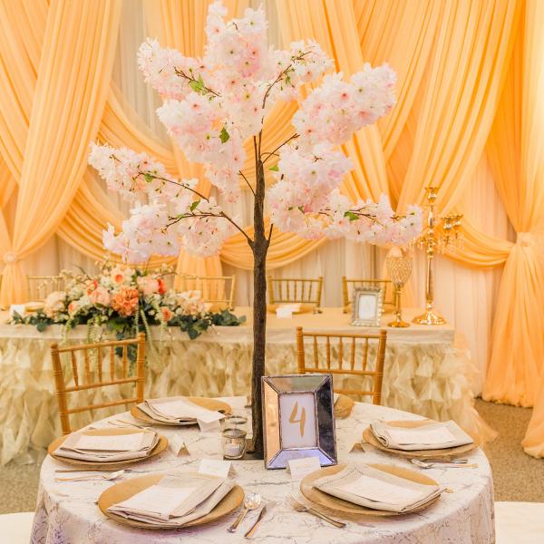 56 (4.5FT) Tall Fake Hydrangea Bloom Tabletop Centerpieces Tree -  Blush/Light Pink