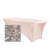 Perfect Fit Sequin Spandex Table Cover for 6FT Banquet Table  - Blush/Rose Gold