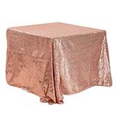 Square 90" x 90" Sequin Tablecloth by Eastern Mills - Premium Quality - Soft Pink/Blush