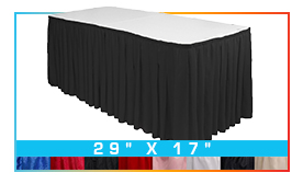 17ft Pleated Table Skirt for 29 in. High Tables (17\' x 29\")