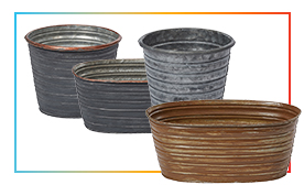 Tin, Cork, Felt, Burlap Pots & Wood Containers