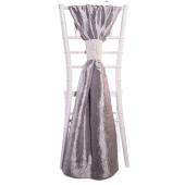 DecoStar™ Crushed Taffeta Single Piece Simple Back Chair Accent - Silver