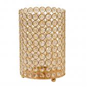 DecoStar™ Crystal Candle Cylinder / Pillar in Soft Gold - Medium  6"W x 9"H