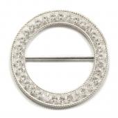 DecoStar™ Large Ornate Diamond Circle Decorative Buckle in Silver