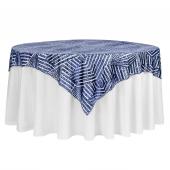 Geometric Lines Sequin Tablecloth - Choose your Size - Navy Blue