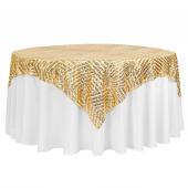 Geometric Lines Sequin Tablecloth - Choose your Size - Gold