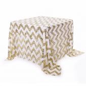 Square Chevron 90" x 90" Sequin Tablecloth by Eastern Mills - Gold
