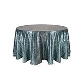 Gray Blue Round Sequin Tablecloth by Eastern Mills - 126" Round