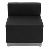 Titan Series Black Leather Chair With Brushed Stainless Steel Base