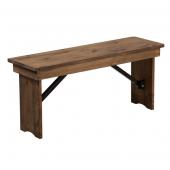 HERCULES Antique Rustic, Solid Pine Folding Farm Bench - 40" x 12"