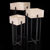 3-piece Pillar / Planter Set with Metal Bases - 23", 26" 30" Tall